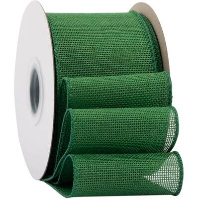 Ribbonitlux Ruban en toile de jute forest green avec fil, 75mm x 18 mètres, bord filaire pour emballage cadeau, grand nœud, couronne et décoration de sapin de Noël - Publicité Ribbonitlux Ruban en toile de jute forest green avec fil, 75mm x 18 mètres, bord filaire pour emballage cadeau, grand nœud, couronne et décoration de sapin de Noël - Publicité