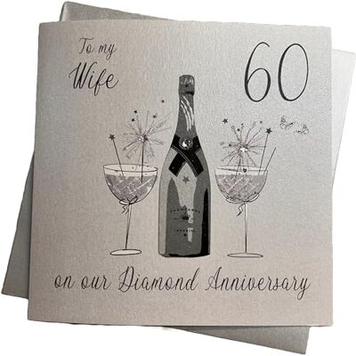 White Cotton Cards XLBD60W Grande Carte d'anniversaire de Mariage Faite à la Main avec Diamants Inscription to My Wife - Publicité White Cotton Cards XLBD60W Grande Carte d'anniversaire de Mariage Faite à la Main avec Diamants Inscription to My Wife - Publicité