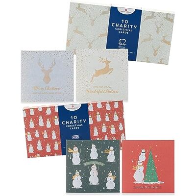 UK Greetings Lot de 10 cartes de Noël caritatives avec enveloppes Motif bonhomme de neige - Publicité UK Greetings Lot de 10 cartes de Noël caritatives avec enveloppes Motif bonhomme de neige - Publicité