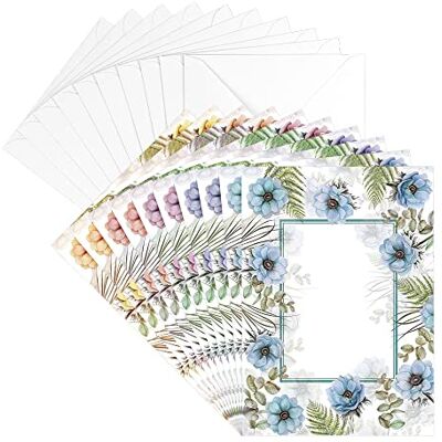 ideen mit herz Lot de cartes de vœux avec enveloppes 10 cartes à motifs vierges colorées neutres Idéal pour les vœux d'anniversaire, mariage, etc. Format B6 (Aquarelle cadre fleurs) - Publicité ideen mit herz Lot de cartes de vœux avec enveloppes 10 cartes à motifs vierges colorées neutres Idéal pour les vœux d'anniversaire, mariage, etc. Format B6 (Aquarelle cadre fleurs) - Publicité