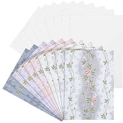 ideen mit herz Lot de 10 cartes de vœux avec enveloppes Blanches Multicolore Neutre Idéales pour les vœux d'anniversaire, de mariage, etc. DIN B6 (vignes florales) - Publicité ideen mit herz Lot de 10 cartes de vœux avec enveloppes Blanches Multicolore Neutre Idéales pour les vœux d'anniversaire, de mariage, etc. DIN B6 (vignes florales) - Publicité