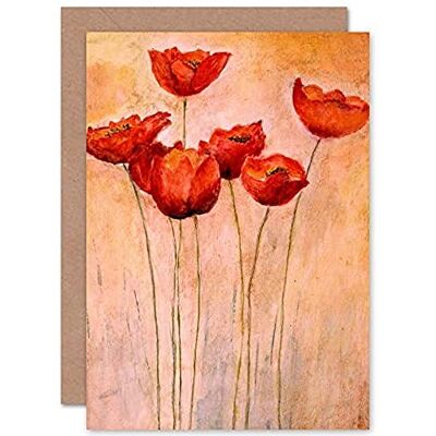 Cpdt0004 Carte de Vœux de Peinture de Coquelicots Rouges avec Enveloppe Intérieure de Qualité Supérieure - Publicité Cpdt0004 Carte de Vœux de Peinture de Coquelicots Rouges avec Enveloppe Intérieure de Qualité Supérieure - Publicité