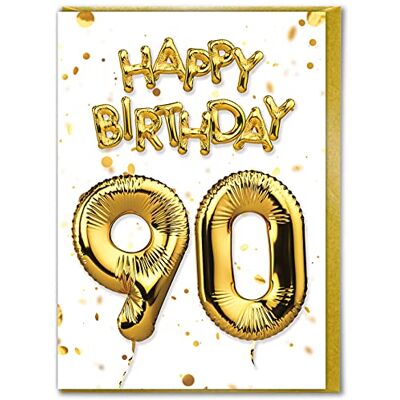 Candy Carte d'anniversaire 90 ans Belle carte d'anniversaire à effet feuille d'or blanc Cartes d'anniversaire importantes pour homme et femme - Publicité Candy Carte d'anniversaire 90 ans Belle carte d'anniversaire à effet feuille d'or blanc Cartes d'anniversaire importantes pour homme et femme - Publicité