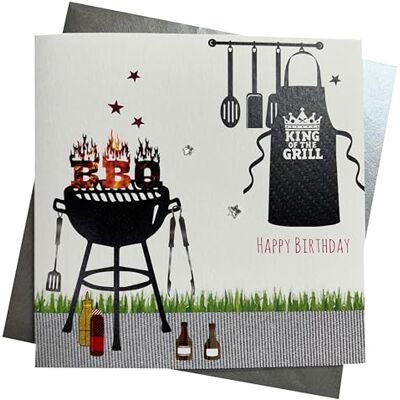 White Cotton Cards SB7 Carte d'anniversaire Faite Main pour Homme Inscription BBQ King Happy Birthday - Publicité White Cotton Cards SB7 Carte d'anniversaire Faite Main pour Homme Inscription BBQ King Happy Birthday - Publicité