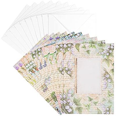 ideen mit herz Lot de cartes de vœux avec enveloppes 10 cartes à motifs vierges colorées neutres Idéal pour les vœux d'anniversaire, mariage, etc. Format B6 (Vintage muguet) - Publicité ideen mit herz Lot de cartes de vœux avec enveloppes 10 cartes à motifs vierges colorées neutres Idéal pour les vœux d'anniversaire, mariage, etc. Format B6 (Vintage muguet) - Publicité