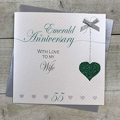 White Cotton Cards LLA55W Carte d'anniversaire de mariage faite à la main Motif émeraude - Publicité White Cotton Cards LLA55W Carte d'anniversaire de mariage faite à la main Motif émeraude - Publicité