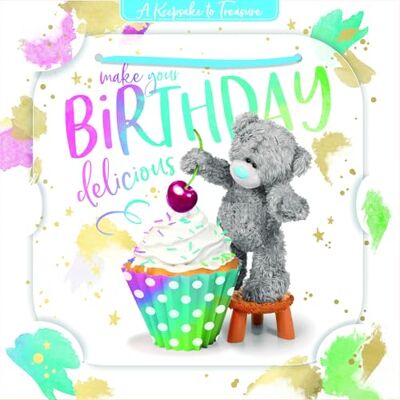 Me To You Tatty Teddy Carte d'anniversaire 3D Motif cerise et cupcake 15,2 x 15,2 cm Collection officielle - Publicité Me To You Tatty Teddy Carte d'anniversaire 3D Motif cerise et cupcake 15,2 x 15,2 cm Collection officielle - Publicité