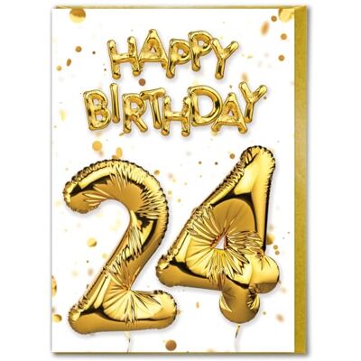 Candy Carte d'anniversaire 24 ans Belle carte d'anniversaire Effet feuille d'or blanc Cartes d'anniversaire pour lui, elle, hommes, femmes, amis - Publicité Candy Carte d'anniversaire 24 ans Belle carte d'anniversaire Effet feuille d'or blanc Cartes d'anniversaire pour lui, elle, hommes, femmes, amis - Publicité