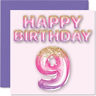 Stuff4 Carte d'anniversaire 9 ans pour filles - Publicité Stuff4 Carte d'anniversaire 9 ans pour filles - Publicité