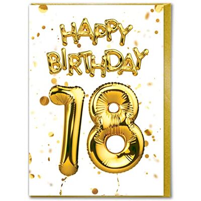 Candy Carte d'anniversaire 18 ans – 18 ans – Dix-huitième anniversaire – Belle carte d'âge à effet feuille d'or blanc – Pour lui, elle, fils, fille, amis, compagnons – Cartes d'âge spécial - Publicité Candy Carte d'anniversaire 18 ans – 18 ans – Dix-huitième anniversaire – Belle carte d'âge à effet feuille d'or blanc – Pour lui, elle, fils, fille, amis, compagnons – Cartes d'âge spécial - Publicité