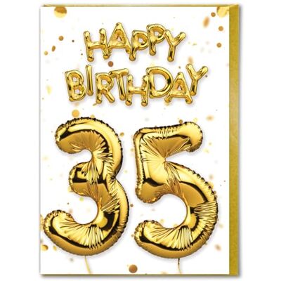 Candy Carte d'anniversaire 35 ans – Belle carte de ballon en feuille d'or blanc – Cartes d'anniversaire pour lui, elle, hommes, femmes, amis - Publicité Candy Carte d'anniversaire 35 ans – Belle carte de ballon en feuille d'or blanc – Cartes d'anniversaire pour lui, elle, hommes, femmes, amis - Publicité