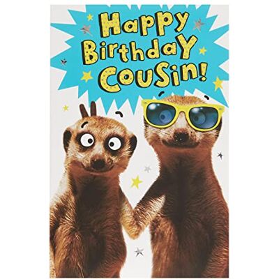 UK Greetings Carte d'anniversaire pour cousin Cadeaux d'anniversaire Elle/Lui Motif suricate amusant Avec enveloppe 143 x 216 mm - Publicité UK Greetings Carte d'anniversaire pour cousin Cadeaux d'anniversaire Elle/Lui Motif suricate amusant Avec enveloppe 143 x 216 mm - Publicité