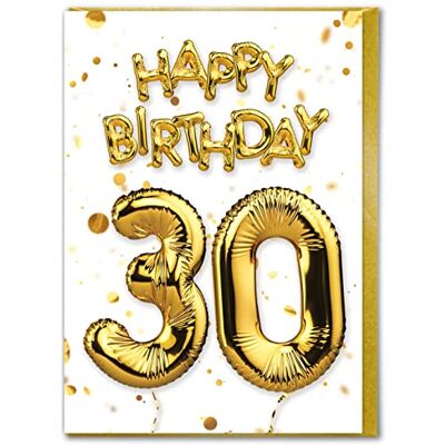 Candy Carte d'anniversaire 30 ans Trentième anniversaire Belle carte d'âge à effet feuille d'or blanc Cartes d'âge pour lui, elle, amis, compagnons Cartes d'âge spécial - Publicité Candy Carte d'anniversaire 30 ans Trentième anniversaire Belle carte d'âge à effet feuille d'or blanc Cartes d'âge pour lui, elle, amis, compagnons Cartes d'âge spécial - Publicité