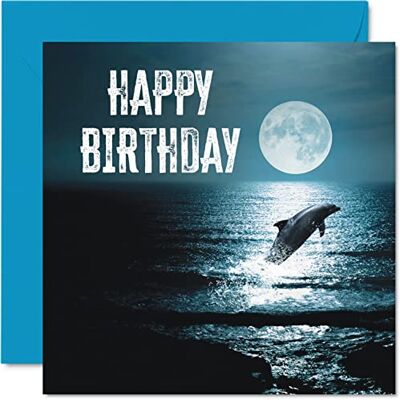 Stuff4 Cartes d'anniversaire amusantes pour homme et femme, Dauphin Océan Lune Carte d'anniversaire pour maman, papa, frère, sœur, fils, fille, grand-père, 145 mm x 145 mm, cartes de vœux pour 30e, 40e - Publicité Stuff4 Cartes d'anniversaire amusantes pour homme et femme, Dauphin Océan Lune Carte d'anniversaire pour maman, papa, frère, sœur, fils, fille, grand-père, 145 mm x 145 mm, cartes de vœux pour 30e, 40e - Publicité
