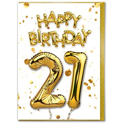 Candy Carte d'anniversaire 21 ans – 21 ans – Vingt premier anniversaire – Ballons d'anniversaire – Cartes d'âge pour lui, elle, fils, fille, amis, camarades – Cartes d'âge spécial - Publicité Candy Carte d'anniversaire 21 ans – 21 ans – Vingt premier anniversaire – Ballons d'anniversaire – Cartes d'âge pour lui, elle, fils, fille, amis, camarades – Cartes d'âge spécial - Publicité