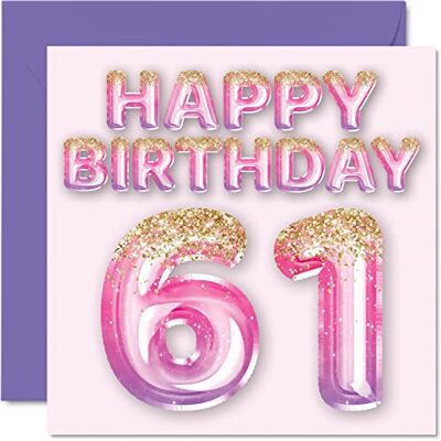 Stuff4 Carte d'anniversaire pour femme, Ballons à paillettes roses et violets - Publicité Stuff4 Carte d'anniversaire pour femme, Ballons à paillettes roses et violets - Publicité