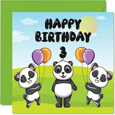 Stuff4 Carte d'anniversaire 3 ans unisexe, Panda Party Carte d'anniversaire pour enfant de 3 ans, 145 mm, jolie carte de vœux pour fils, fille, frère, sœur, petit-fils, nièce - Publicité Stuff4 Carte d'anniversaire 3 ans unisexe, Panda Party Carte d'anniversaire pour enfant de 3 ans, 145 mm, jolie carte de vœux pour fils, fille, frère, sœur, petit-fils, nièce - Publicité