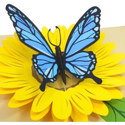 PopLife Cards Papillon bleu et tournesol pop-up carte toutes les occasions - Publicité PopLife Cards Papillon bleu et tournesol pop-up carte toutes les occasions - Publicité