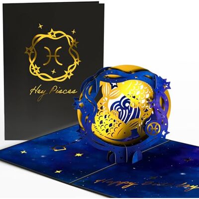 Lovepop ® Carte d'anniversaire spéciale avec signe du zodiaque Poissons Carte pop-up 3D unique pour anniversaire Avec enveloppe de qualité supérieure et compartiment caché Carte pliante - Publicité Lovepop ® Carte d'anniversaire spéciale avec signe du zodiaque Poissons Carte pop-up 3D unique pour anniversaire Avec enveloppe de qualité supérieure et compartiment caché Carte pliante - Publicité