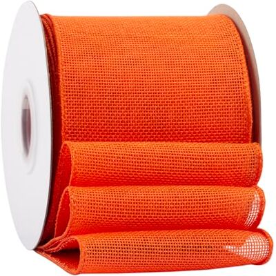 Ribbonitlux Ruban en toile de jute orange avec fil, 100mm x 18 mètres, bord filaire pour emballage cadeau, grand nœud, couronne et décoration de sapin de Noël - Publicité Ribbonitlux Ruban en toile de jute orange avec fil, 100mm x 18 mètres, bord filaire pour emballage cadeau, grand nœud, couronne et décoration de sapin de Noël - Publicité