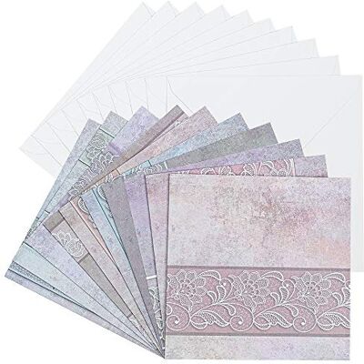 ideen mit herz Lot de 10 cartes de vœux avec motif dentelle 16 x 16 cm 230 g/m² - Publicité ideen mit herz Lot de 10 cartes de vœux avec motif dentelle 16 x 16 cm 230 g/m² - Publicité