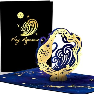 Lovepop ® Carte d'anniversaire pop-up 3D avec signe du zodiaque Verseau Effets dorés de qualité supérieure Compartiment pour argent et bons Enveloppe de qualité supérieure - Publicité Lovepop ® Carte d'anniversaire pop-up 3D avec signe du zodiaque Verseau Effets dorés de qualité supérieure Compartiment pour argent et bons Enveloppe de qualité supérieure - Publicité