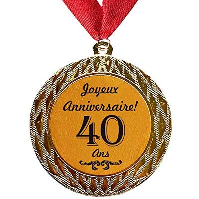 Larius Group Médaille Cadeau d'anniversaire 40 Ans Joyeux Anniversaire ou Votre Texte personnalisé Cadeau pour événement, compétition, Mariage, de Noël (avec Ruban) - Publicité Larius Group Médaille Cadeau d'anniversaire 40 Ans Joyeux Anniversaire ou Votre Texte personnalisé Cadeau pour événement, compétition, Mariage, de Noël (avec Ruban) - Publicité