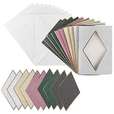 ideen mit herz Lot de 10 cartes de vœux avec enveloppes et pièces perforées 10 cartes à 3 compartiments avec passe-partout Pour félicitations d'anniversaire, mariage DIN B6 (losange, argent, or, - Publicité ideen mit herz Lot de 10 cartes de vœux avec enveloppes et pièces perforées 10 cartes à 3 compartiments avec passe-partout Pour félicitations d'anniversaire, mariage DIN B6 (losange, argent, or, - Publicité
