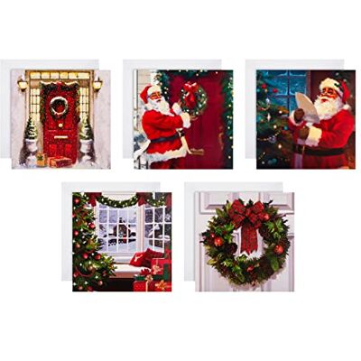 Hallmark Thomas Kinkade Lot de 30 cartes de Noël caritatives Motif porte rouge couronne Père Noël - Publicité Hallmark Thomas Kinkade Lot de 30 cartes de Noël caritatives Motif porte rouge couronne Père Noël - Publicité