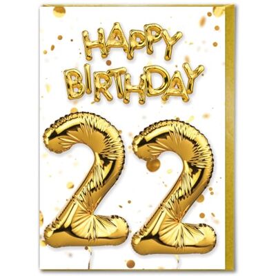 Candy Carte d'anniversaire 22 ans Belle carte d'anniversaire Effet feuille d'or blanc Cartes d'anniversaire pour lui, elle, hommes, femmes, amis - Publicité Candy Carte d'anniversaire 22 ans Belle carte d'anniversaire Effet feuille d'or blanc Cartes d'anniversaire pour lui, elle, hommes, femmes, amis - Publicité
