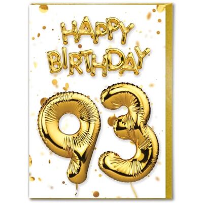 Candy Carte d'anniversaire 93 ans – Belle carte de ballon en feuille d'or blanc – Cartes d'anniversaire pour lui, elle, hommes, femmes, amis - Publicité Candy Carte d'anniversaire 93 ans – Belle carte de ballon en feuille d'or blanc – Cartes d'anniversaire pour lui, elle, hommes, femmes, amis - Publicité