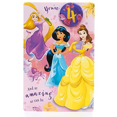UK Greetings Carte d'anniversaire Disney 4 ans pour elle/fille Cadeau d'anniversaire Pour elle, fille, femme Motif princesse avec Raiponce, Jasmine et Belle Avec enveloppe 143 x 216 mm - Publicité UK Greetings Carte d'anniversaire Disney 4 ans pour elle/fille Cadeau d'anniversaire Pour elle, fille, femme Motif princesse avec Raiponce, Jasmine et Belle Avec enveloppe 143 x 216 mm - Publicité