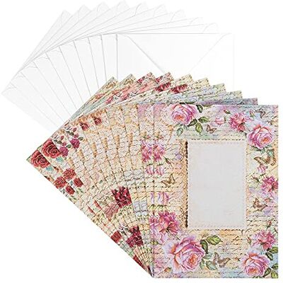 ideen mit herz Lot de cartes de vœux avec enveloppes 10 cartes à motifs vierges colorées neutres Idéal pour les vœux d'anniversaire, mariage, etc. Format DIN B6 (Roses 01) - Publicité ideen mit herz Lot de cartes de vœux avec enveloppes 10 cartes à motifs vierges colorées neutres Idéal pour les vœux d'anniversaire, mariage, etc. Format DIN B6 (Roses 01) - Publicité