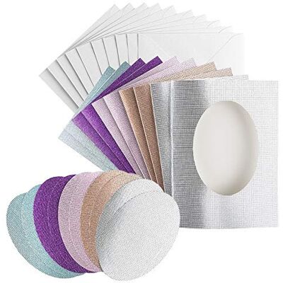 ideen mit herz Lot de 10 cartes de vœux ovales en lin à paillettes avec enveloppes Format B6 - Publicité ideen mit herz Lot de 10 cartes de vœux ovales en lin à paillettes avec enveloppes Format B6 - Publicité