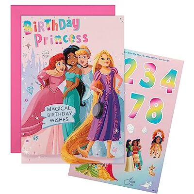 Hallmark Carte d'anniversaire Princesses Disney avec planche d'autocollants - Publicité Hallmark Carte d'anniversaire Princesses Disney avec planche d'autocollants - Publicité