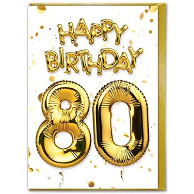 Candy Carte d'anniversaire pour 80e anniversaire – 80 ans – Belle carte de ballon en feuille d'or blanc – Cartes d'anniversaire pour homme et femme - Publicité Candy Carte d'anniversaire pour 80e anniversaire – 80 ans – Belle carte de ballon en feuille d'or blanc – Cartes d'anniversaire pour homme et femme - Publicité