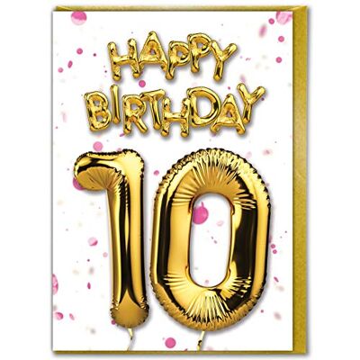 Candy Carte de 10e anniversaire – Parfait pour un fils de 10 ans – Grandson petite-fille – Ami – Ballon rose pour dixième anniversaire. Publicité Candy Carte de 10e anniversaire – Parfait pour un fils de 10 ans – Grandson petite-fille – Ami – Ballon rose pour dixième anniversaire. Publicité