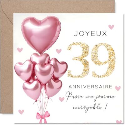 Stuff4 Douce Carte d'Anniversaire 39 Ans, Ambiance Festive et Pétillante - Publicité Stuff4 Douce Carte d'Anniversaire 39 Ans, Ambiance Festive et Pétillante - Publicité