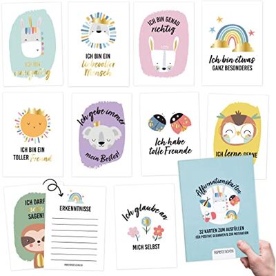 Papierdrachen 32 cartes d'affirmation avec déclarations positives, cartes de pleine conscience avec emballage cadeau, cartes motivationnelles, gestion du stress, animaux, lot de 2 - Publicité Papierdrachen 32 cartes d'affirmation avec déclarations positives, cartes de pleine conscience avec emballage cadeau, cartes motivationnelles, gestion du stress, animaux, lot de 2 - Publicité