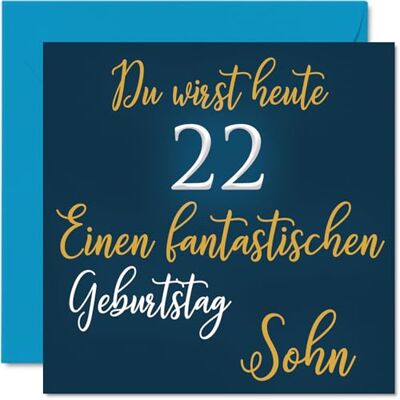 Stuff4 Carte d'anniversaire pour fils, Fantastique Carte d'anniversaire pour fils de 22 ans de maman papa, cadeaux pour homme, 145 mm - Publicité Stuff4 Carte d'anniversaire pour fils, Fantastique Carte d'anniversaire pour fils de 22 ans de maman papa, cadeaux pour homme, 145 mm - Publicité