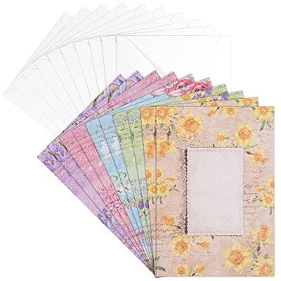 ideen mit herz Lot de cartes de vœux avec enveloppes 10 cartes à motifs vierges colorées neutres Idéal pour les vœux de joyeux anniversaire, mariage, etc. Format DIN B6 (Monde floral 02) - Publicité ideen mit herz Lot de cartes de vœux avec enveloppes 10 cartes à motifs vierges colorées neutres Idéal pour les vœux de joyeux anniversaire, mariage, etc. Format DIN B6 (Monde floral 02) - Publicité