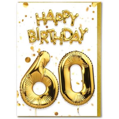 Candy Carte d'anniversaire 60 ans Belle carte d'anniversaire à effet feuille d'or blanc Cartes d'anniversaire pour lui, elle, hommes, femmes, amis - Publicité Candy Carte d'anniversaire 60 ans Belle carte d'anniversaire à effet feuille d'or blanc Cartes d'anniversaire pour lui, elle, hommes, femmes, amis - Publicité