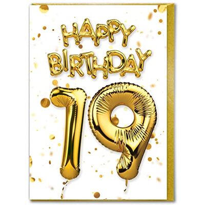 Candy Carte d'anniversaire 19 ans – 19 ans – Ballons d'anniversaire – Cartes d'âge pour lui, elle, fils, fille, amis, camarades – Cartes d'âge spécial - Publicité Candy Carte d'anniversaire 19 ans – 19 ans – Ballons d'anniversaire – Cartes d'âge pour lui, elle, fils, fille, amis, camarades – Cartes d'âge spécial - Publicité