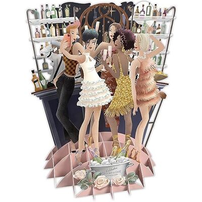 TW056 Carte de vœux pop-up 3D Champagne avec grande étiquette - Publicité TW056 Carte de vœux pop-up 3D Champagne avec grande étiquette - Publicité