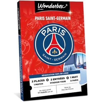 WONDERBOX Connect Coffret Cadeau PSG Séjour pour 2 pers. 2 places pour 1 match au choix + 2 entrées pour la visite du Parc des Princes 1 nuit pour 2 à Paris Validité 27 mois - Publicité WONDERBOX Connect Coffret Cadeau PSG Séjour pour 2 pers. 2 places pour 1 match au choix + 2 entrées pour la visite du Parc des Princes 1 nuit pour 2 à Paris Validité 27 mois - Publicité
