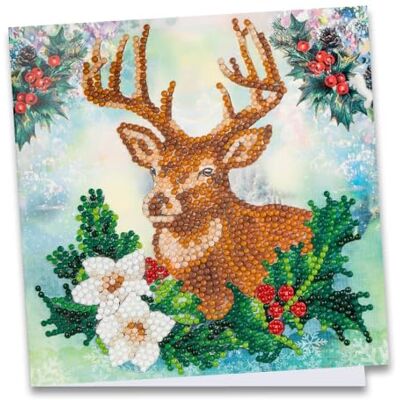 ideen mit herz Carte de vœux Diamond Painting 16 x 16 cm 370 g/m² Avec enveloppe et outils (cerf) - Publicité ideen mit herz Carte de vœux Diamond Painting 16 x 16 cm 370 g/m² Avec enveloppe et outils (cerf) - Publicité