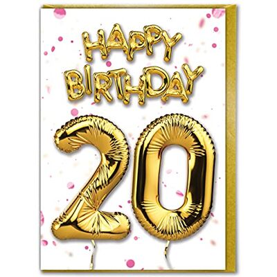 Candy Carte d'anniversaire 20 ans Carte de ballons en feuille d'or Blanc et rose Pour fils et filles Anniversaire de famille Ami Vingtième anniversaire - Publicité Candy Carte d'anniversaire 20 ans Carte de ballons en feuille d'or Blanc et rose Pour fils et filles Anniversaire de famille Ami Vingtième anniversaire - Publicité