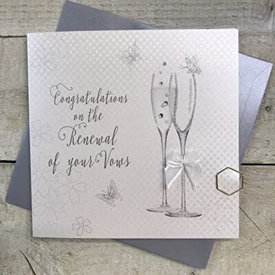 White Cotton Cards Carte de mariage, renouvellement des vœux, flûtes faites à la main BD189 - Publicité White Cotton Cards Carte de mariage, renouvellement des vœux, flûtes faites à la main BD189 - Publicité