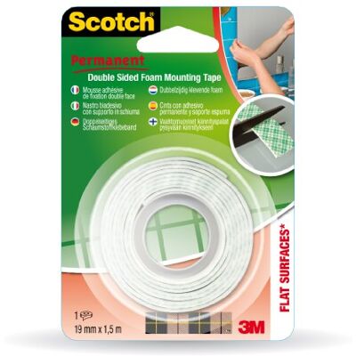Scotch 331915B12 Ruban mousse adhésive Double-face 1,5 m x 19 mm - Publicité Scotch 331915B12 Ruban mousse adhésive Double-face 1,5 m x 19 mm - Publicité