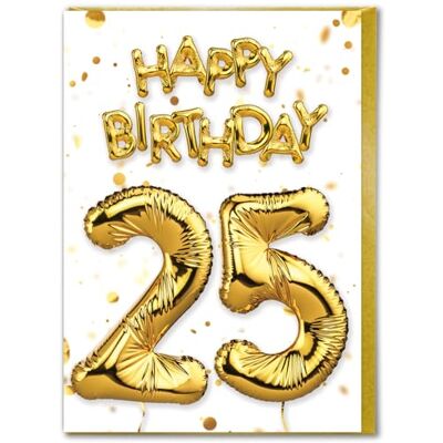 Candy Carte d'anniversaire 25 ans – Belle carte de ballon en feuille d'or blanc – Cartes d'anniversaire pour lui, elle, hommes, femmes, amis - Publicité Candy Carte d'anniversaire 25 ans – Belle carte de ballon en feuille d'or blanc – Cartes d'anniversaire pour lui, elle, hommes, femmes, amis - Publicité